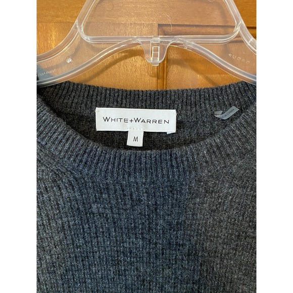 White + Warren 100% Cashmere Sweater Womens Medium Gray Long Sleeve Crewneck - Picture 1 of 8